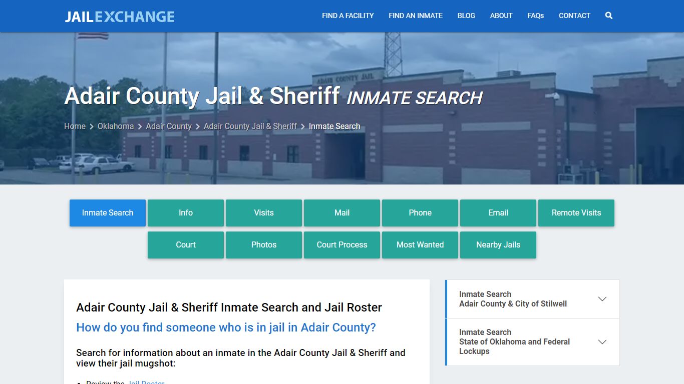 Inmate Search: Roster & Mugshots - Adair County Jail & Sheriff, OK