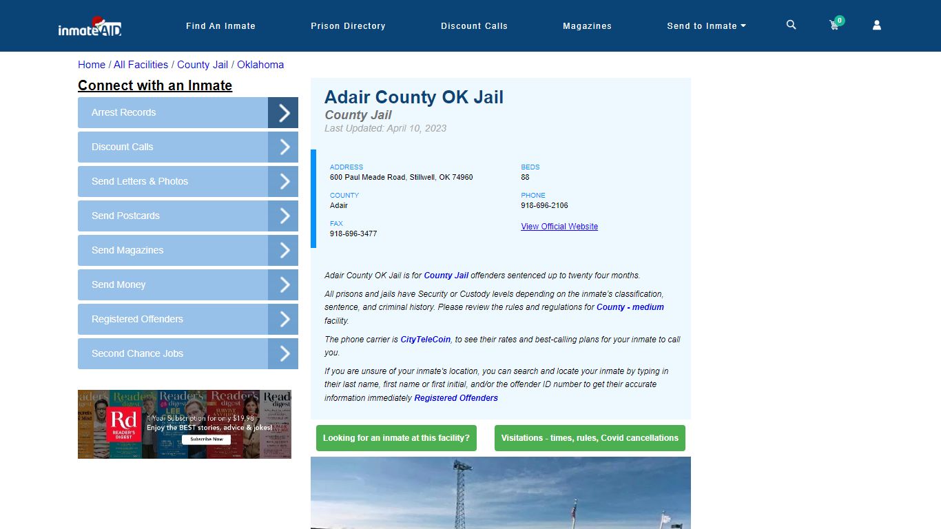 Adair County OK Jail - Inmate Locator - Stillwell, OK