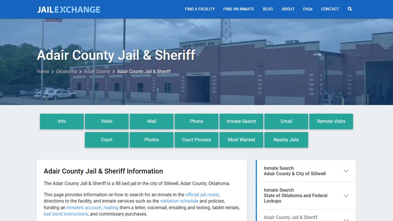 Adair County Jail & Sheriff, OK Inmate Search, Information